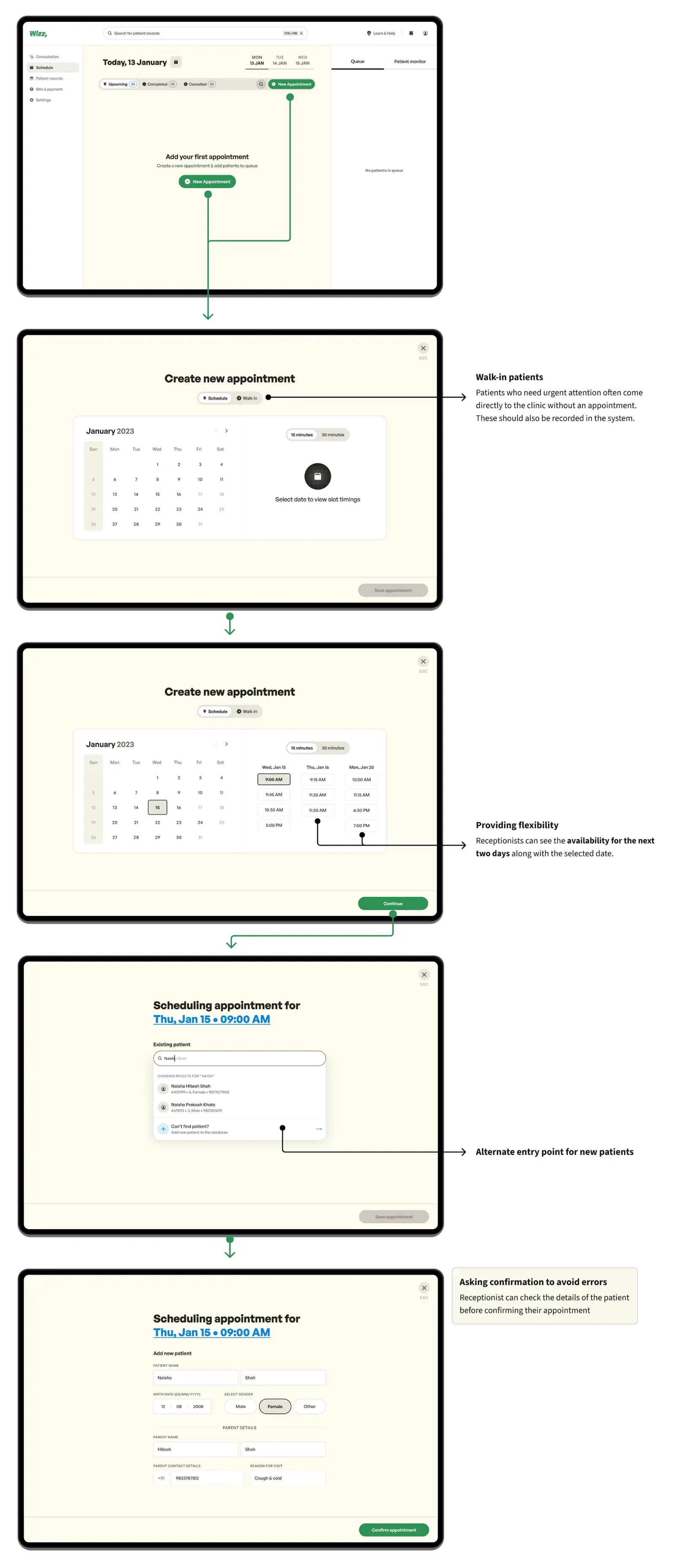 Design work from the section: Designing for a busy receptionist